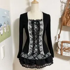 ダークコア モード系 ブラック トップス レース 平成ギャル vintage