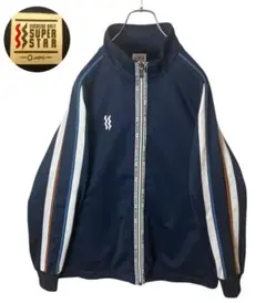 日本製ミズノスーパースターネイビージャージトラックジャケットゆったりサイズ