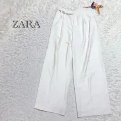 ザラ　ワイドパンツ　EUR M ハイウエスト　オフィスカジュアル　オフホワイト