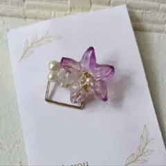 no.333 ピンクお花　ヘアゴム/ポニーフック/ブローチ　ハンドメイド