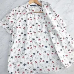 【極美品】PERRY ELLIS 半袖 シャツ 花柄 ホワイト ストレッチ Mのサムネイル