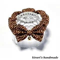 No.183 猫の首輪(うずまき模様・茶色)サイズ調整可能