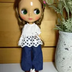 ホワイトレースとデニムの着せ替え服セット