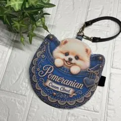 ハンドメイド　フラットポーチ　マスコットポーチ　パネル生地　ポメラニアン ハンドメイド フラットポーチ マスコットポーチ パネル生地 - メルカリ