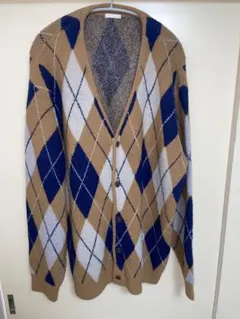 GUアーガイル柄ニットカーディガン
