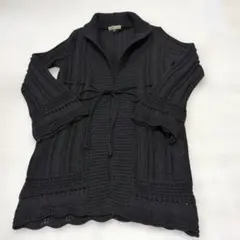 ナチュラルビューティーベーシック ニット カーディガン メッシュ M 黒 ラメ