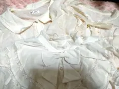 【アクシーズファム】3枚セット　アイボリー フリル リボン 半袖ブラウス