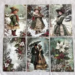コラージュ　クリスマス　ポストカード　セット　素材　日記　紙もの　おすそ分け