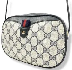 【美品】GUCCI グッチ ショルダーバッグ ミニポシェット PVC ネイビー系