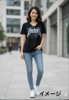 DIESEL VネックTシャツ M 黒
