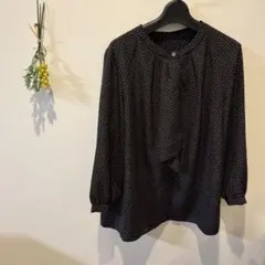 美品★ユナイテッドアローズ　七分袖　ブラウス 黒　白　水玉柄