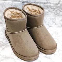 ムートンブーツ ショート ベージュ 23cm スエード 暖か ボア