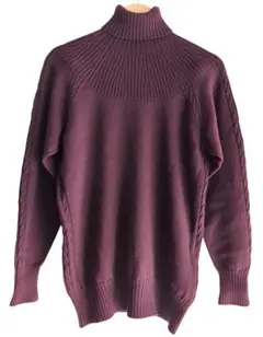 Maggiore JAMダークパープル　 タートルネックニット　毛100%M〜L