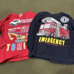 トミカ 長袖カットソー 100cm 赤と紺
