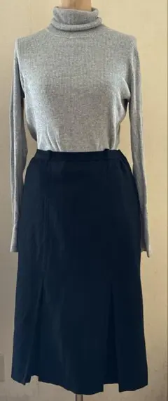 【古着】ボックスプリーツスカート ブラック レトロ