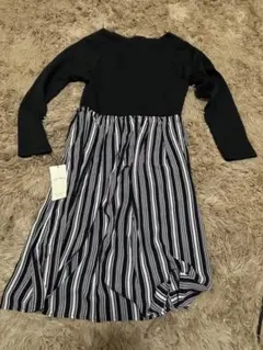 ま*こ様 LOVEMIC. マタニティ ワンピース ブラック/ストライプ