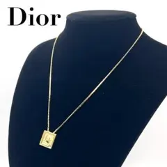 【良品】Dior ディオール プレートロゴ ヴィンテージ ネックレス ゴールド