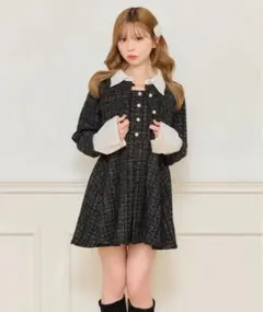 美品 アプレジュール ツイードミニワンピース ショートジャケットセット