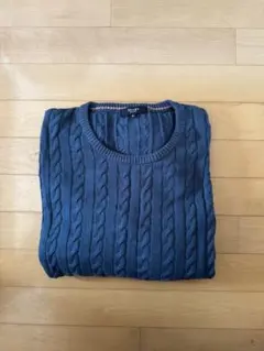 ケーブルニットセーター 長袖 青系