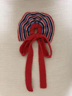 SANSeLF ボリュームニットシュシュ ストライプリボン シュシュ