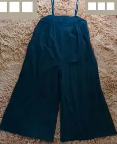 麻混　ワイドレッグ サロペット　Mサイズ