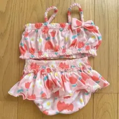 90サイズ ベビー 水着 セパレート 花柄 ピンク ビキニ風 未使用