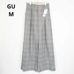 ☆GU☆カジュアル　ワイドパンツ　グレー　М　チェック柄　ウエストゴム