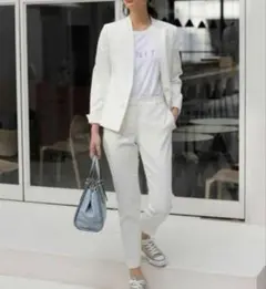 PLST リネンブレンドスティックパンツ　ホワイト　白　XXS 小さめ