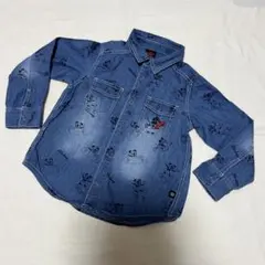 ベビードール ミッキーマウス デニム長袖シャツ ブルー 綿100％ 110cm