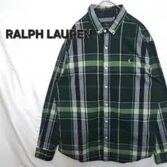 【美品】RALPH LAUREN　ラルフローレン刺繍ロゴ　チェック柄　BDシャツ