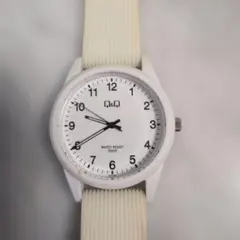 Q&Q メンズ腕時計 クォーツ ホワイト。電池交換済み！美品！