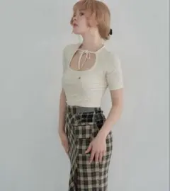 andmary Alice check ribbon tops ivory - メルカリ