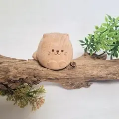 木製 猫 置物 ナチュラル ウッド オブジェ 手のひらサイズ 癒し インテリア