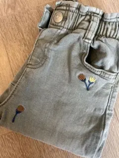 ZARA✨花柄刺繍 カーキ ロングパンツ
