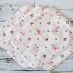 ガーゼハンカチ 3枚セット バンビ柄 23cm×23cm 4重ガーゼ①