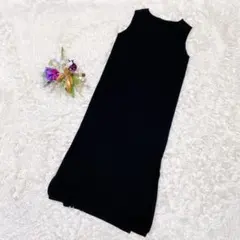 【極美品】高級 株式会社ジュニア ロングニットベスト ワンピース 黒 希少 4