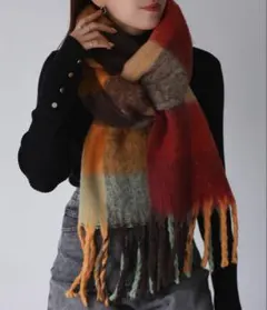 チェック柄ボリュームマフラー