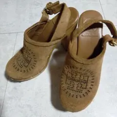 TORY BURCH スエード サンダル ウッドヒール 22センチ