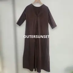 アウターサンセットブラウン ロングワンピース VネックSサイズ