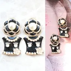 パール カメリア お洋服 ジャケット おおぶり ピアス シャネルストーン可