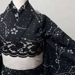 Kansai 浴衣 黒 花柄 桜 身丈155 平成レトロ 0522 - メルカリ