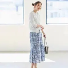 ユニクロ UNIQLO ポール&ジョー コラボ スカート 青 花柄 ブルー S