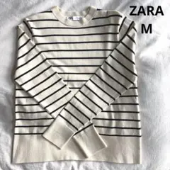 ZARA ザラ　セーター　ニット　薄手ニット　ボーダー　アイボリー