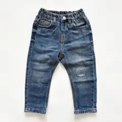 【美品】ザラ キッズ ベビー USED加工 デニムパンツ ブルー 90