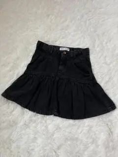 【ZARA kids】ブラックデニム切替ギャザースカート サイズ8 /128cm