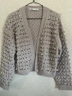 ZARA パール装飾 カーディガン M