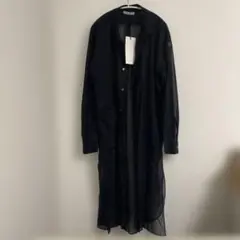 シースルー黒長袖シャツワンピース