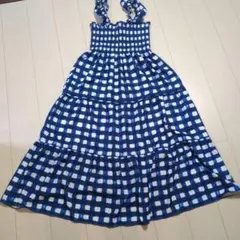 【Dazy】SHEIN ギンガムチェック ノースリーブ ロングワンピース XL