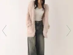 Heather シャギーチュニックカーディガン　ピンク