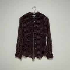 UNIQLO バーガンディ 長袖シアーシャツ